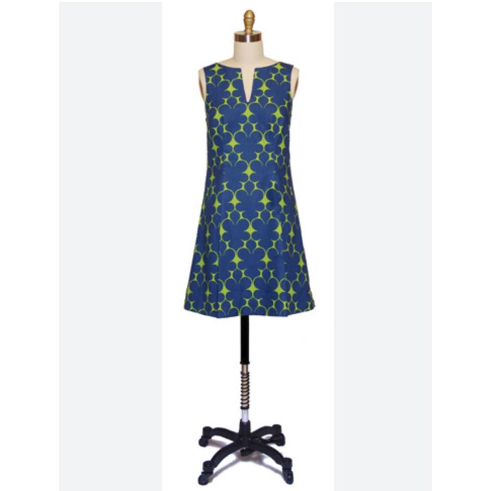 Lesley Evers Sleeveless Blue and Green Floral Dress XS